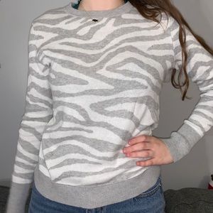 Gray and White Zebra Print Sweater